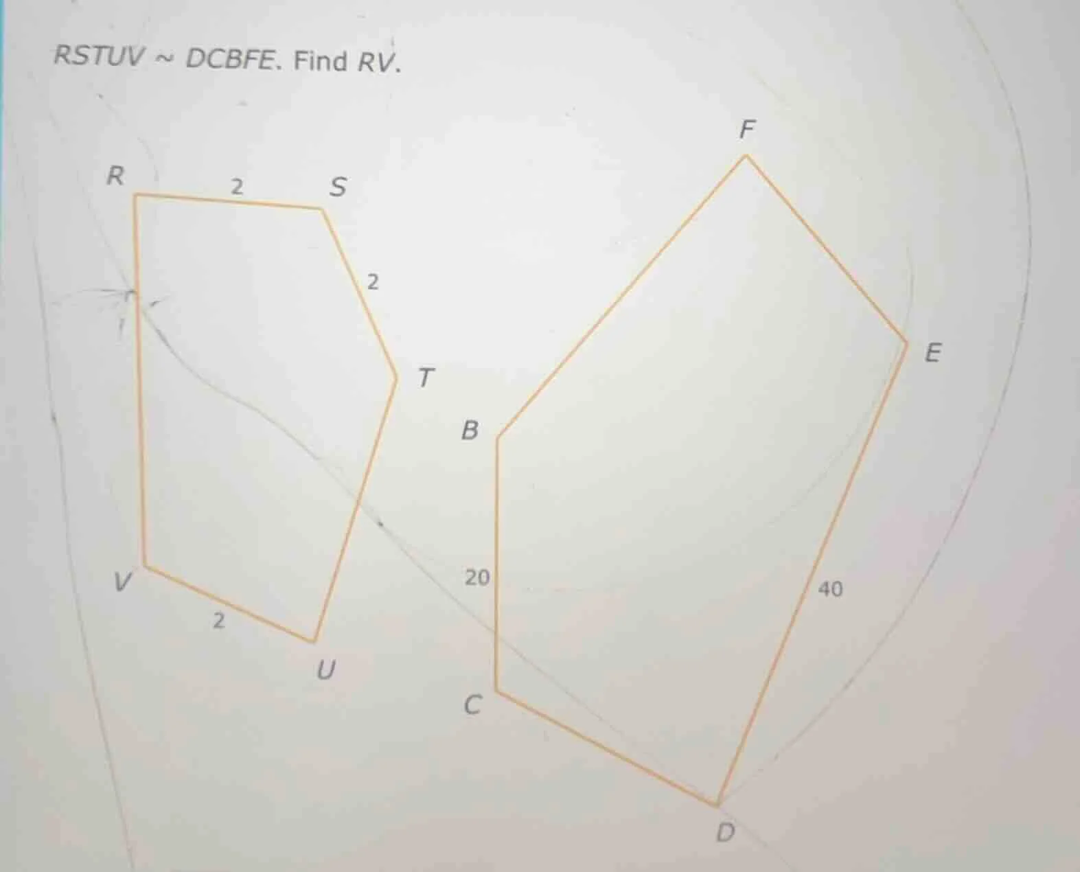 rstuv ~ dcbfe. find rv.