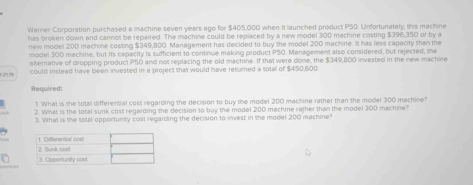 warner corporation purchased a machine seven years ago for $405,000 whe…
