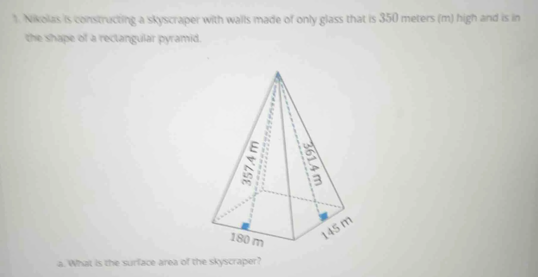1. nikolas is constructing a skyscraper with walls made of only glass t…