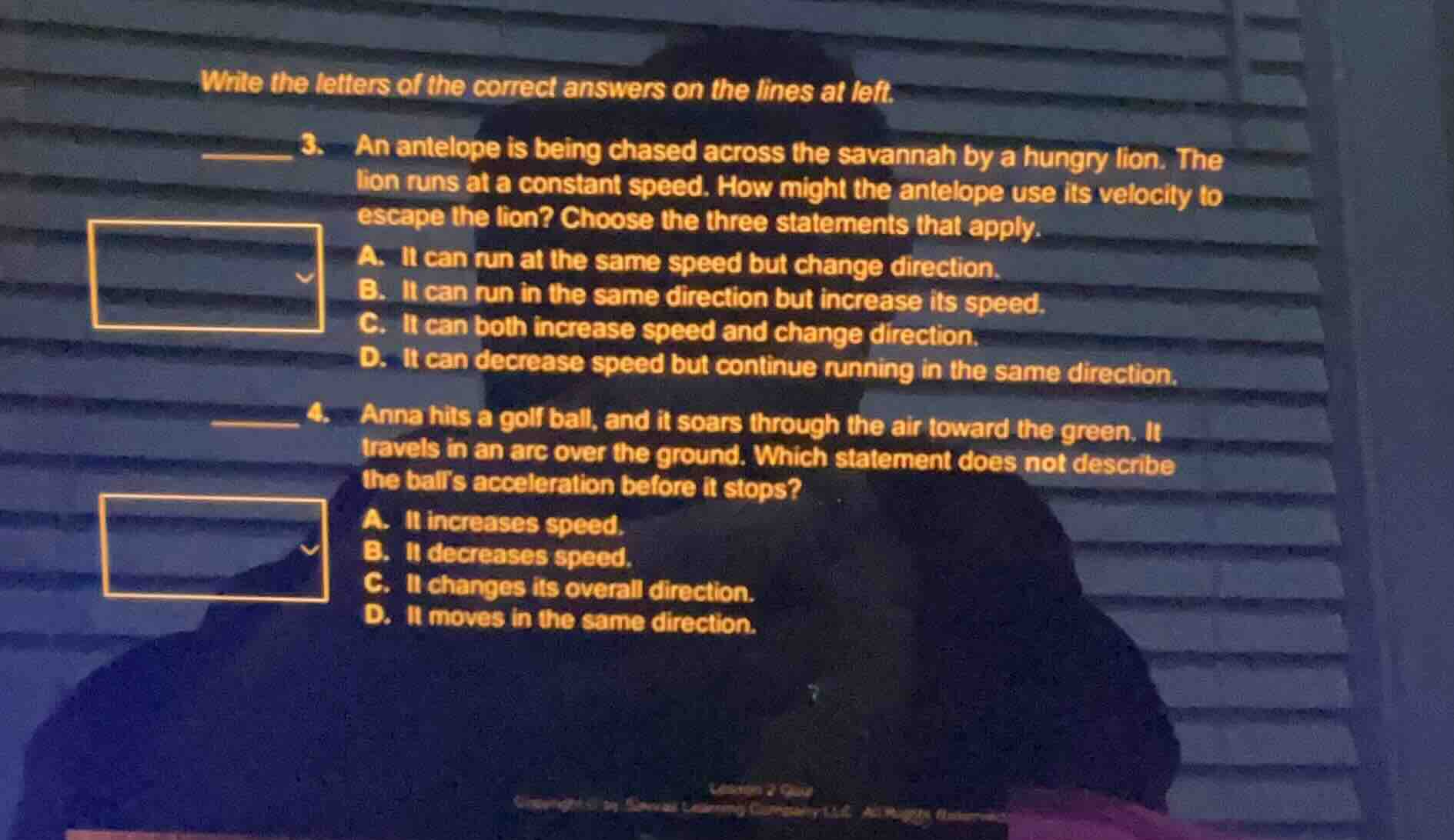 write the letters of the correct answers on the lines at left. 3. an an…