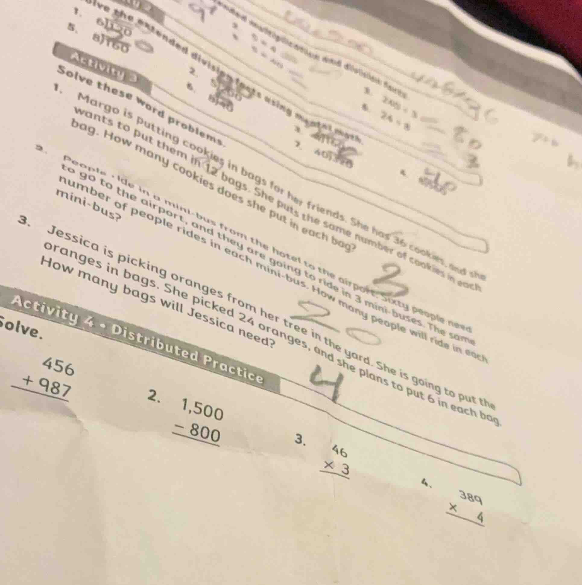 activity 3 solve these word problems. 1. margo is putting cookies in ba…