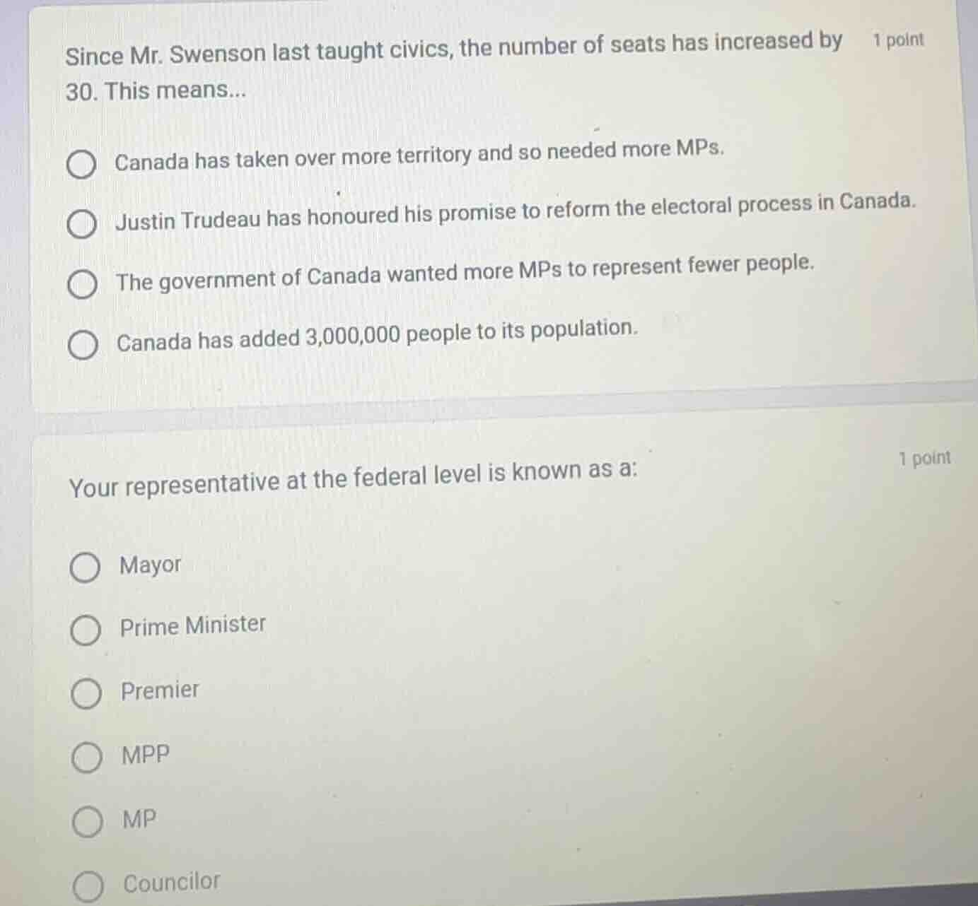 since mr. swenson last taught civics, the number of seats has increased…