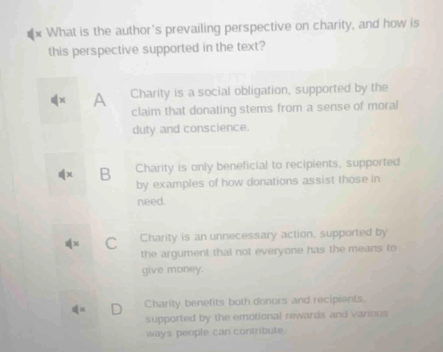 what is the author’s prevailing perspective on charity, and how is this…