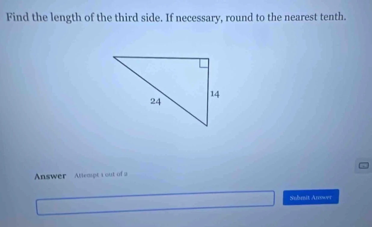 find the length of the third side. if necessary, round to the nearest t…