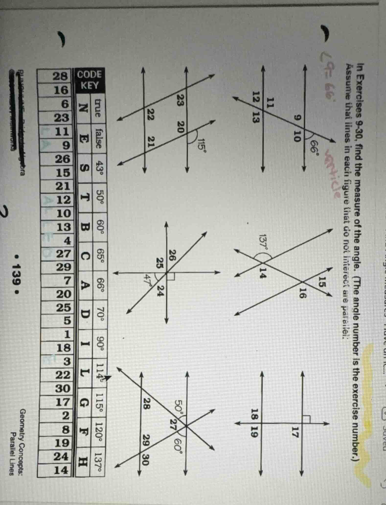 in exercises 9 - 30, find the measure of the angle. (the angle number i…
