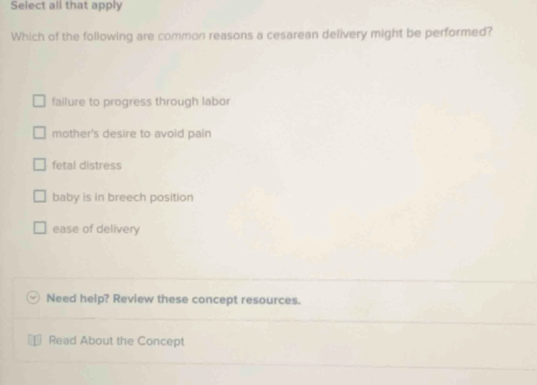 select all that apply which of the following are common reasons a cesar…