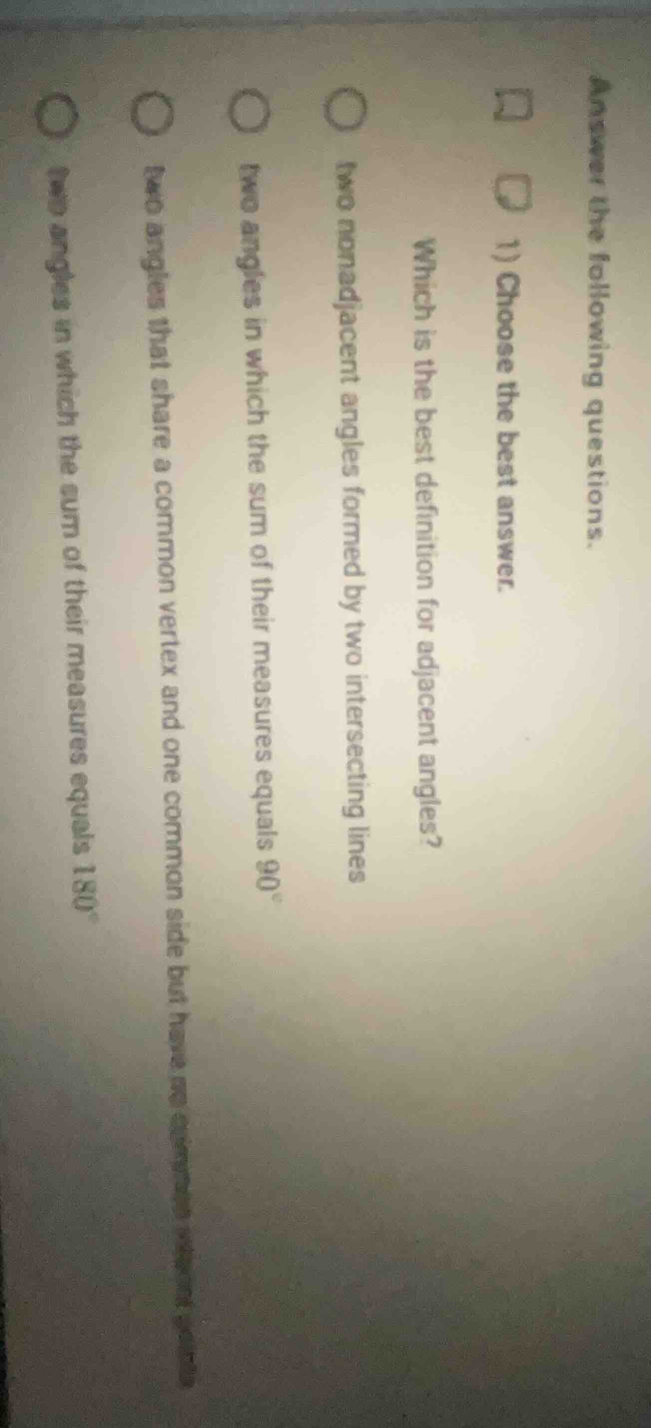 answer the following questions. 1) choose the best answer. which is the…