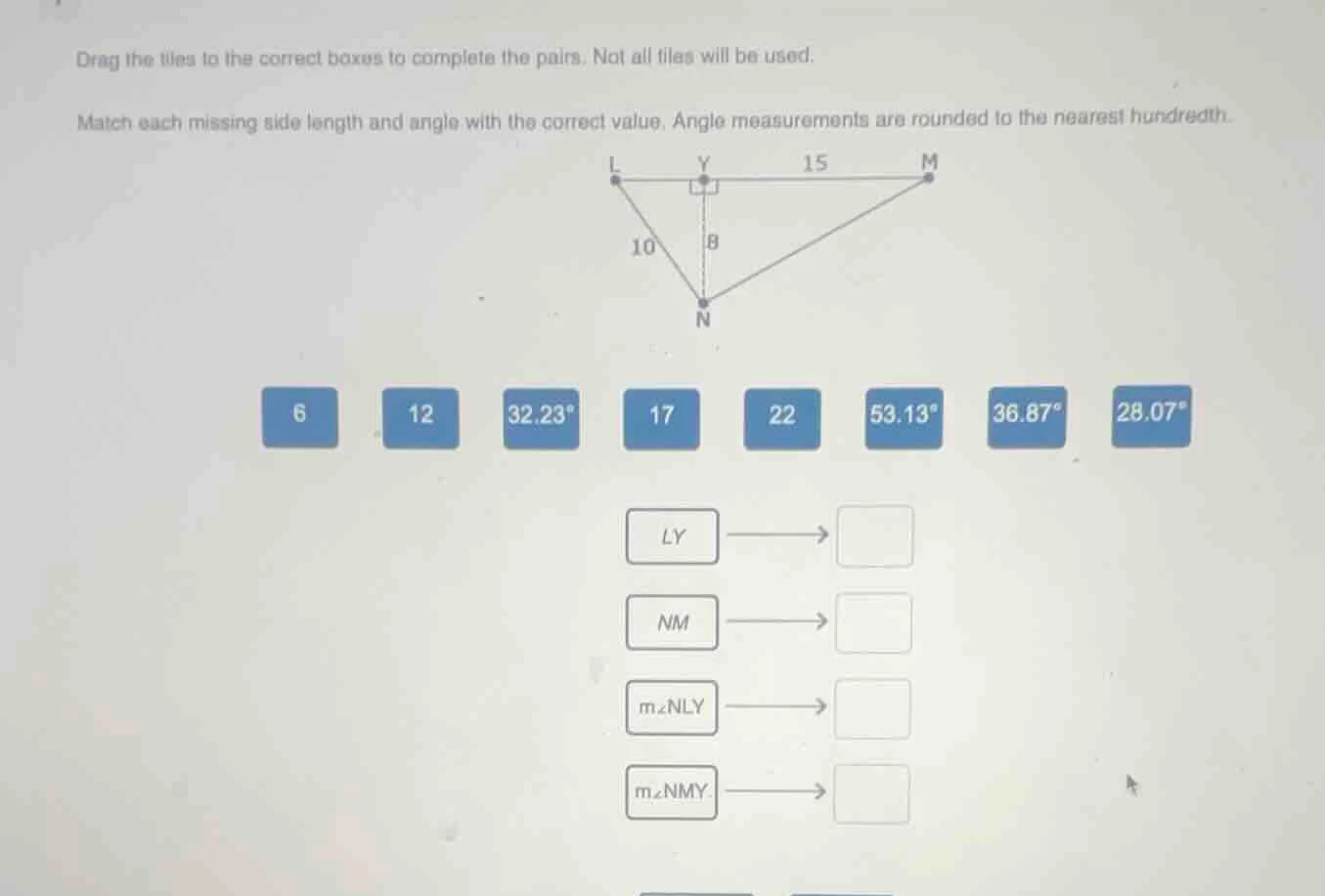 drag the tiles to the correct boxes to complete the pairs. not all tile…