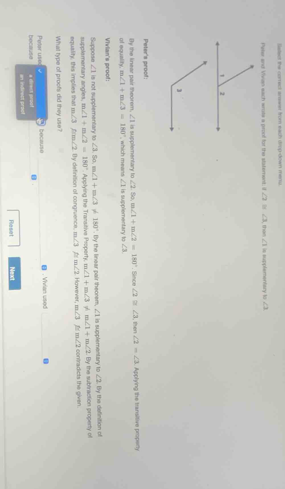 select the correct answer from each drop-down menu. peter and vivian ea…
