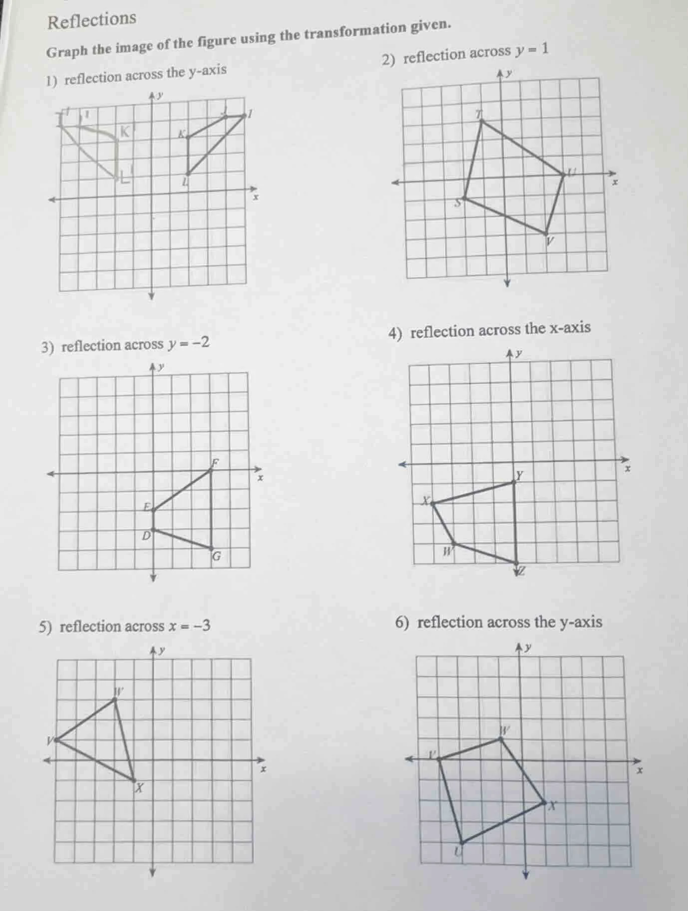 reflections graph the image of the figure using the transformation give…