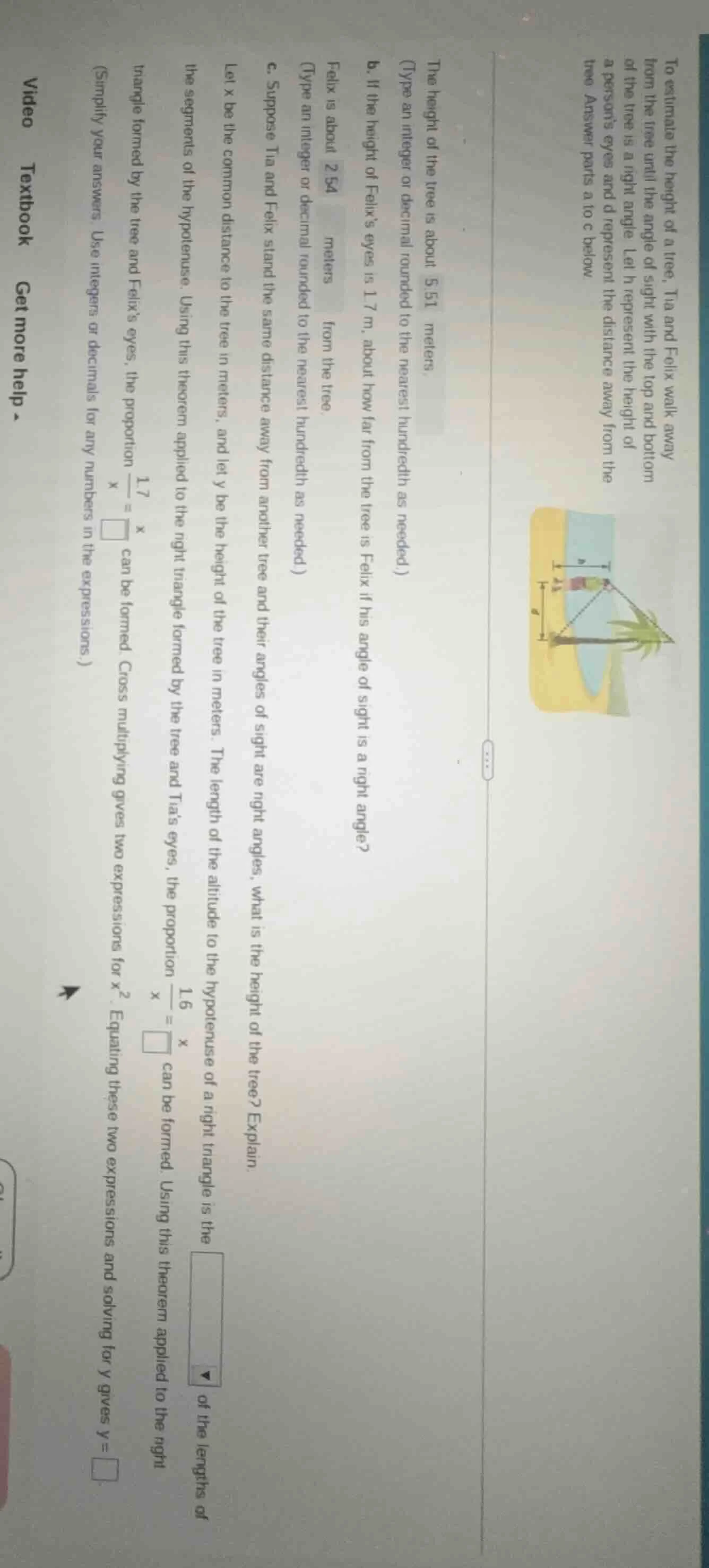 to estimate the height of a tree, tia and felix walk away from the tree…