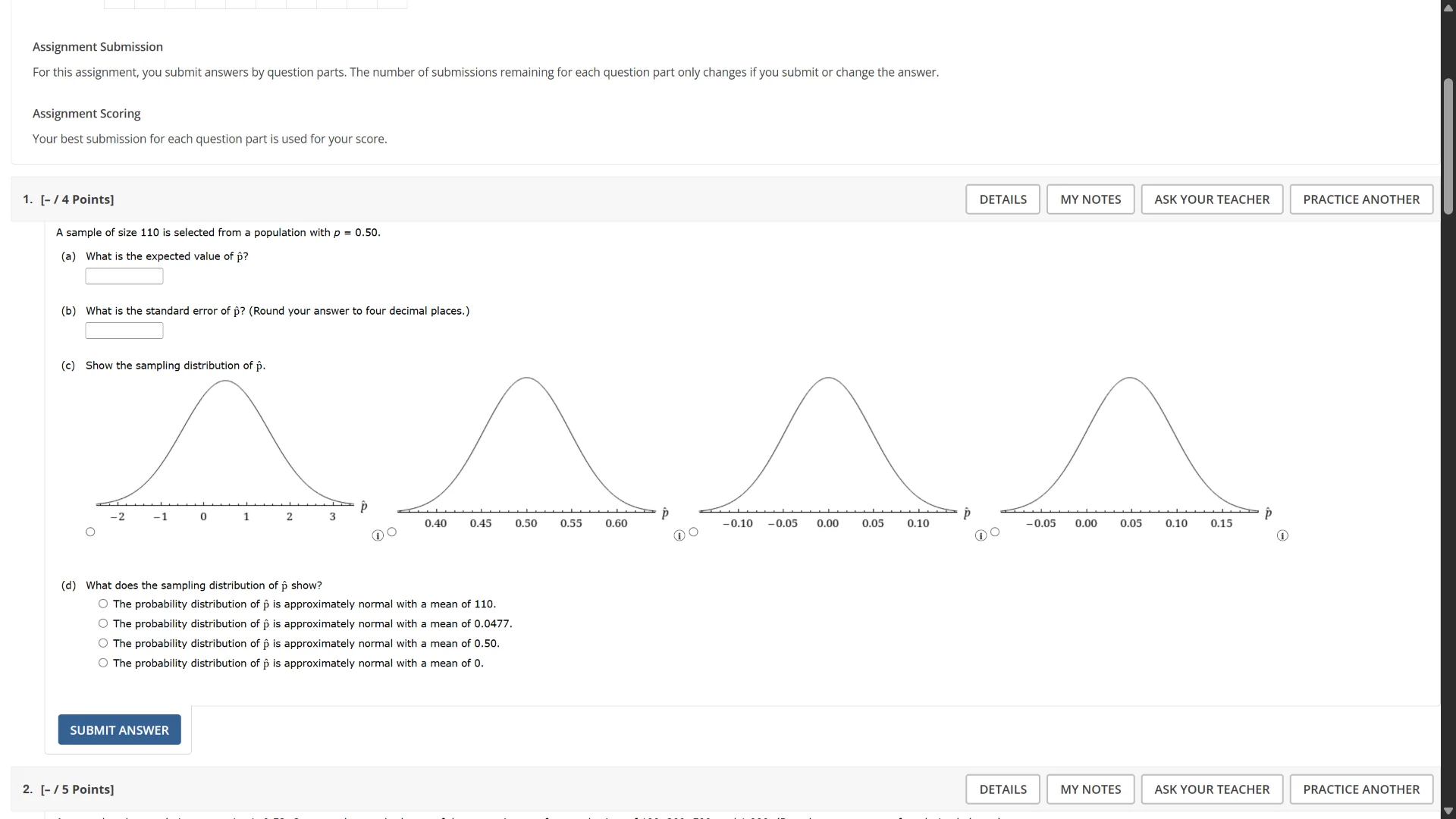 1. - / 4 points a sample of size 110 is selected from a population with…