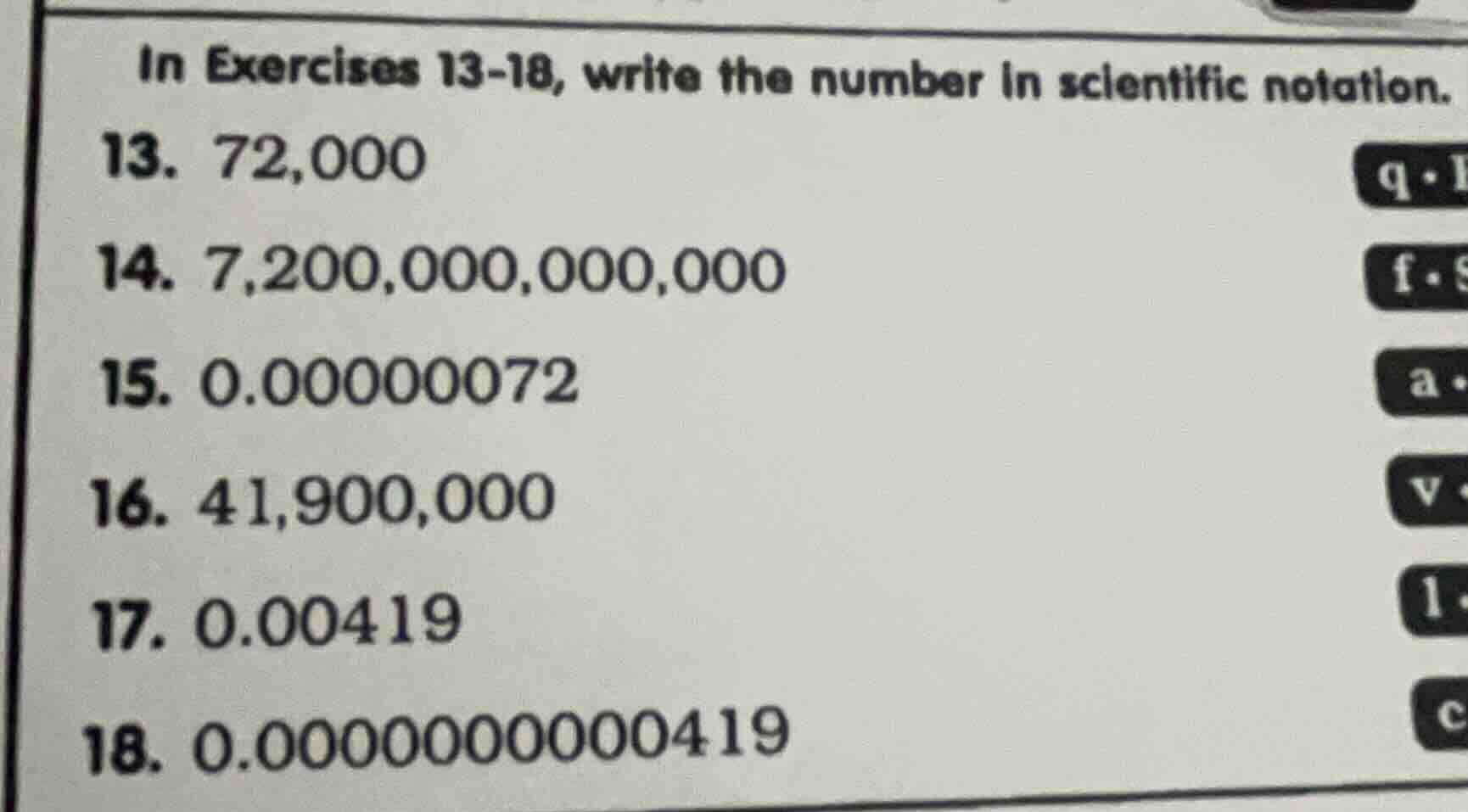 in exercises 13-18, write the number in scientific notation. 13. 72,000…