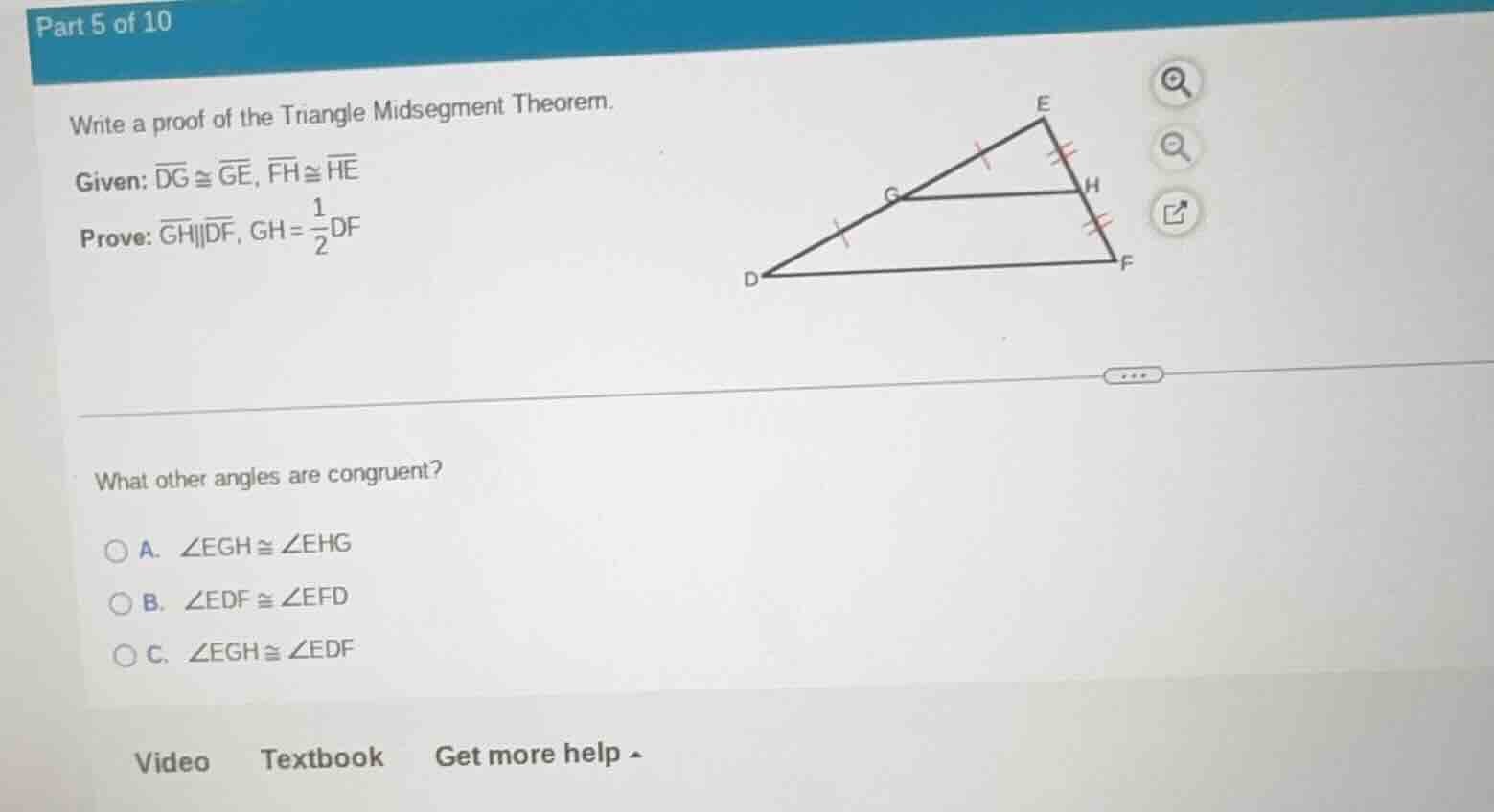 part 5 of 10 write a proof of the triangle midsegment theorem. given: \…