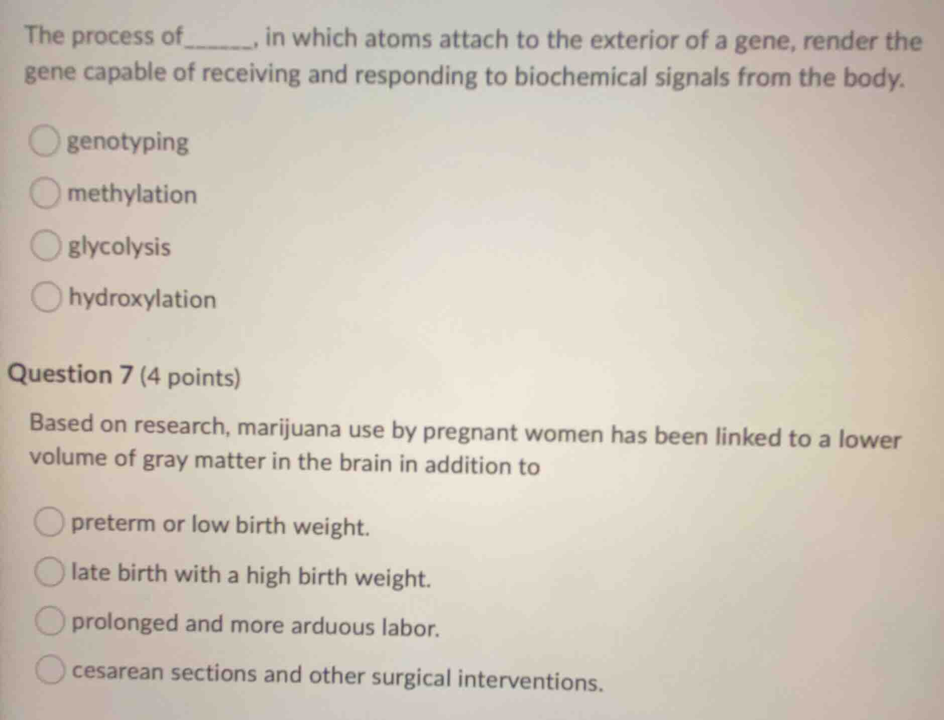 the process of______, in which atoms attach to the exterior of a gene, …