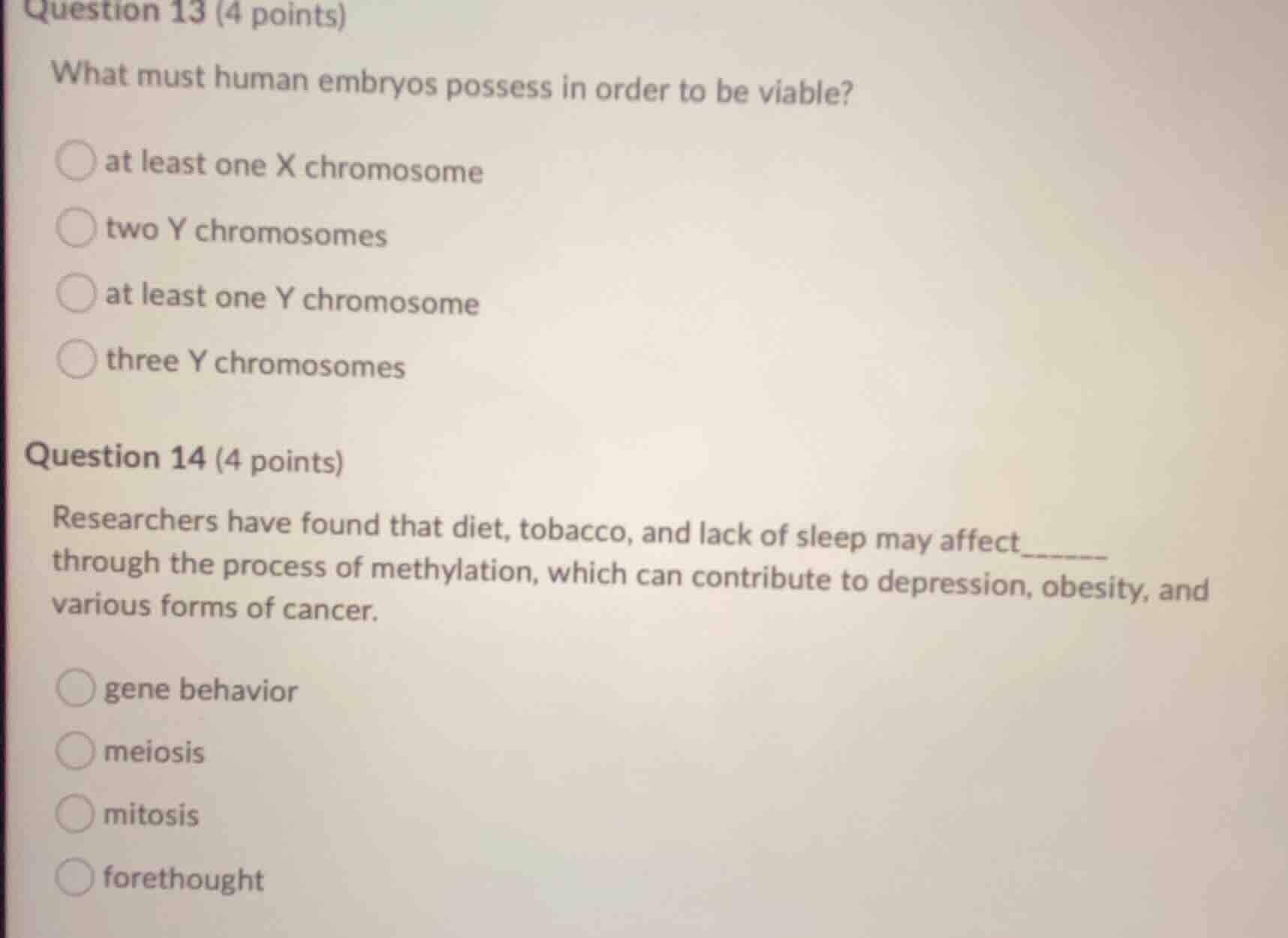 question 13 (4 points) what must human embryos possess in order to be v…