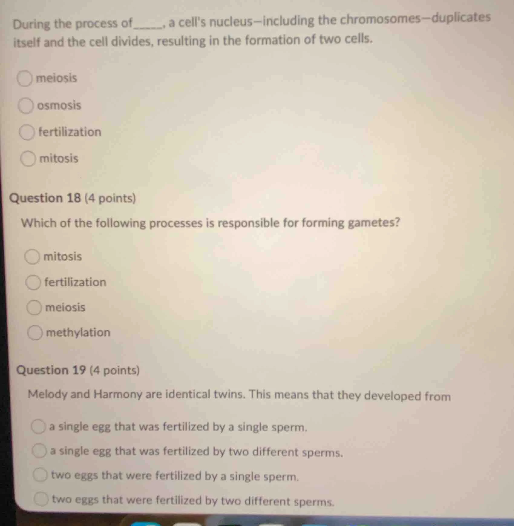 during the process of_____, a cells nucleus—including the chromosomes—d…