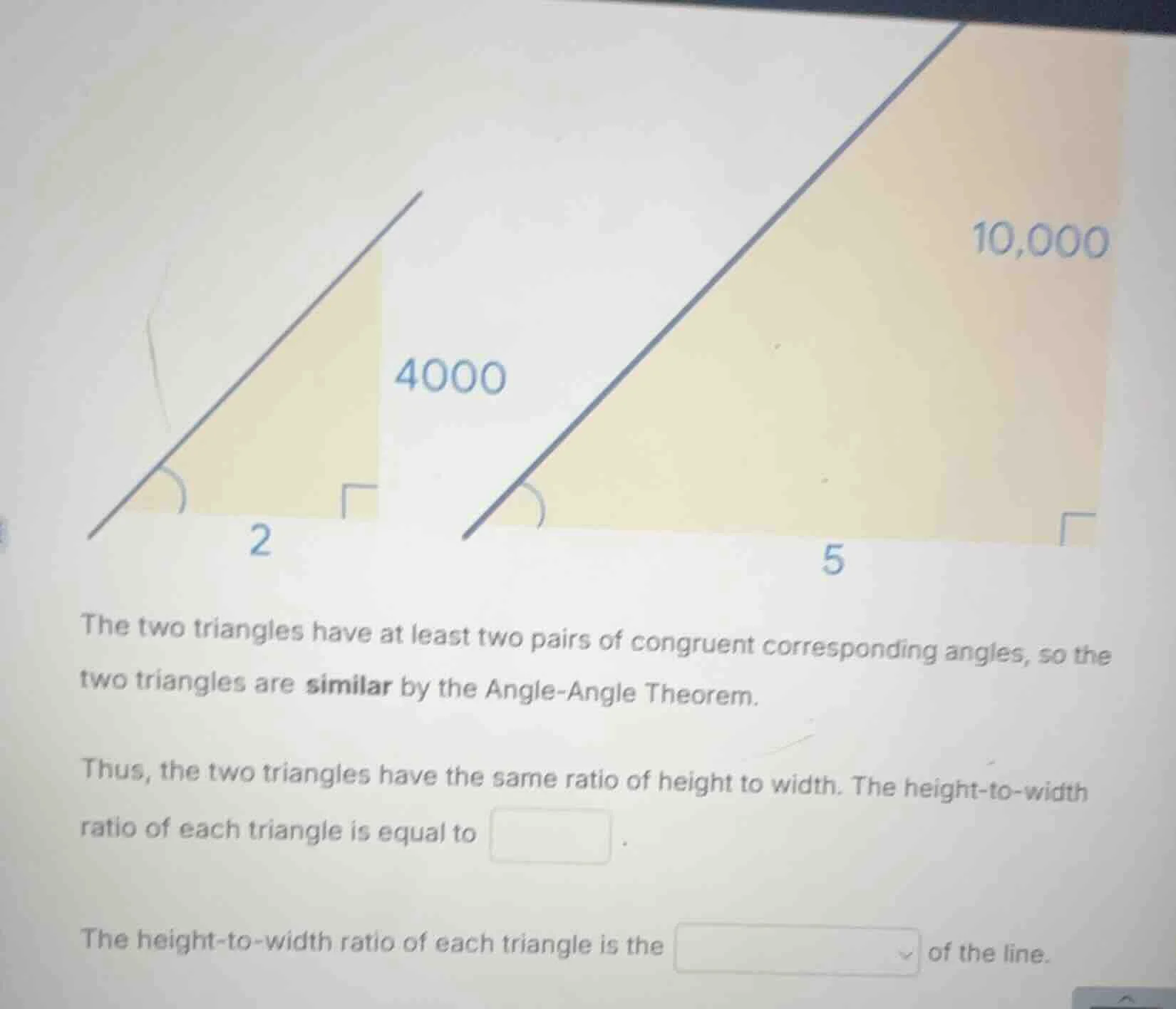 the two triangles have at least two pairs of congruent corresponding an…