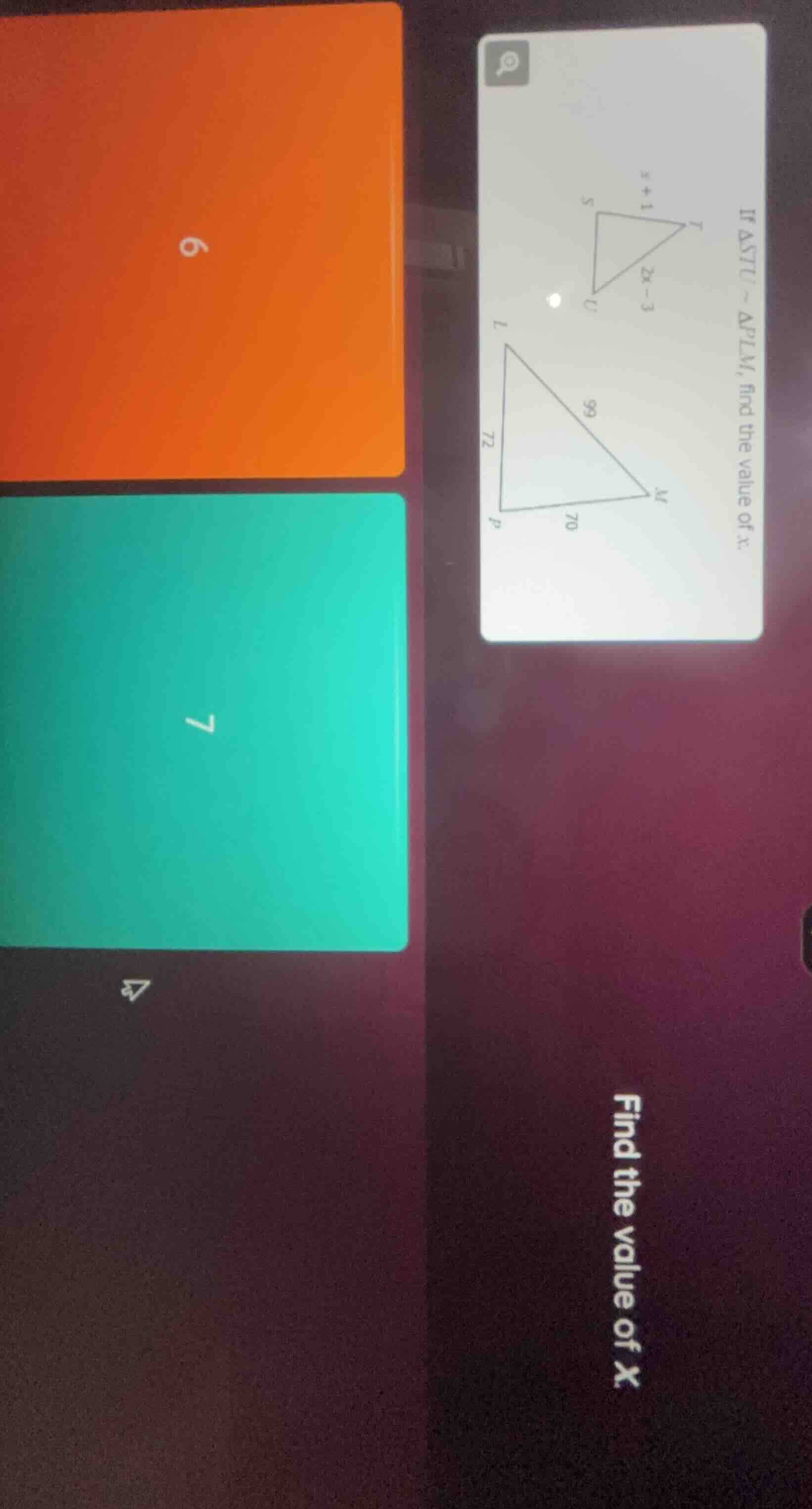 if δstu ~ δplm, find the value of x. find the value of x