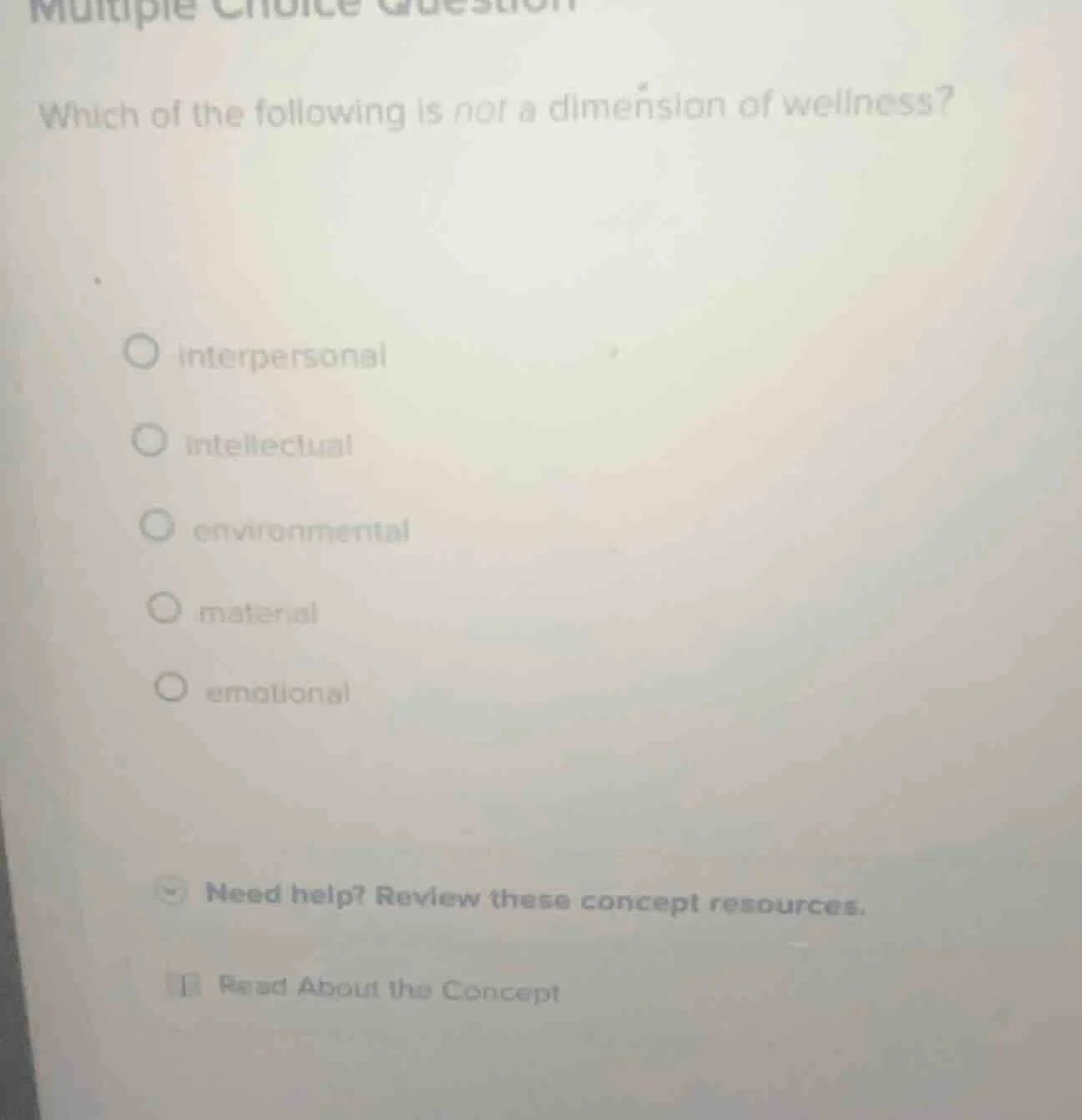 multiple choice question which of the following is not a dimension of w…