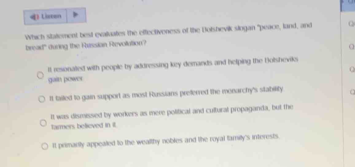 which statement best evaluates the effectiveness of the bolshevik sloga…