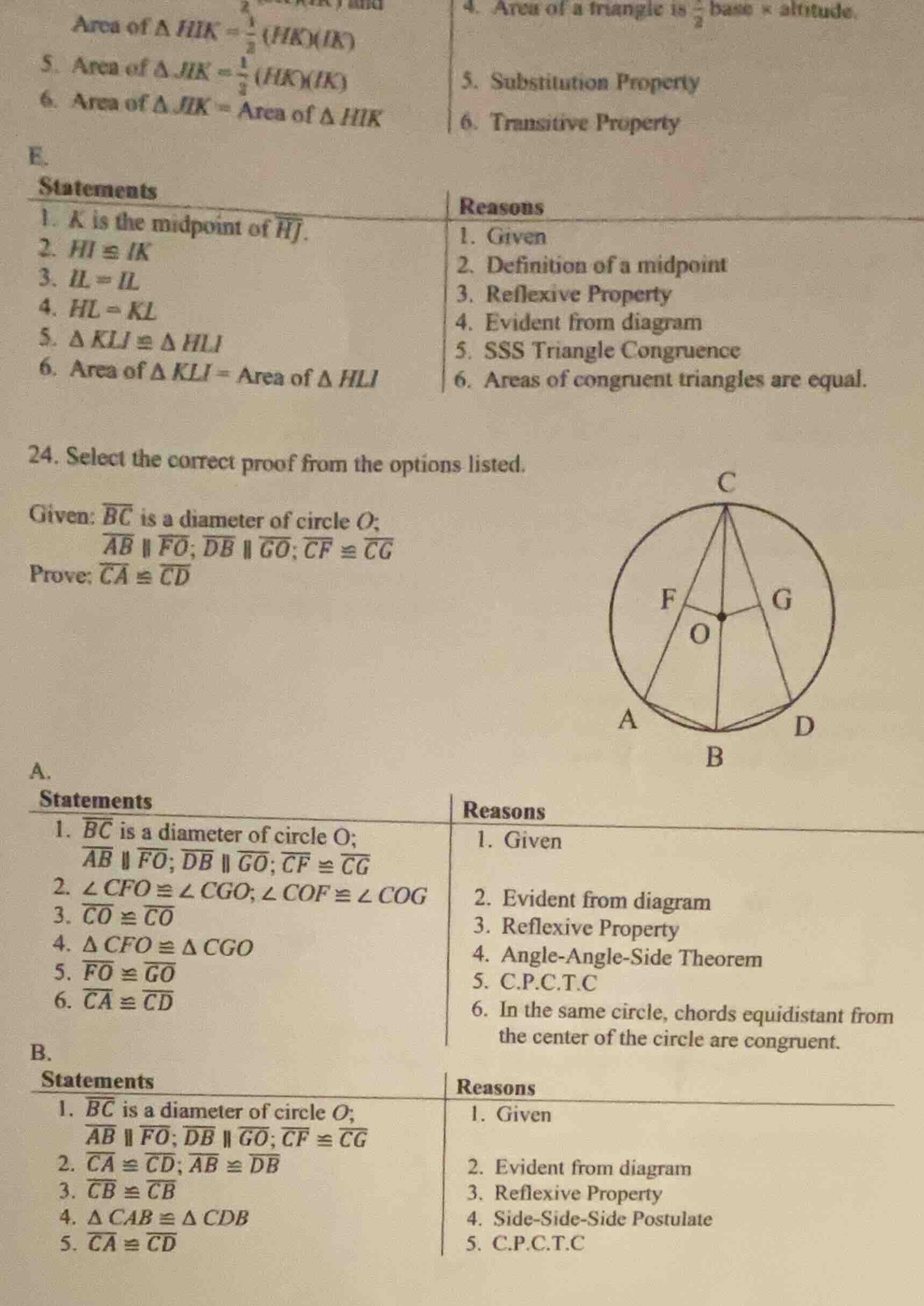 24. select the correct proof from the options listed. given: $overline{…