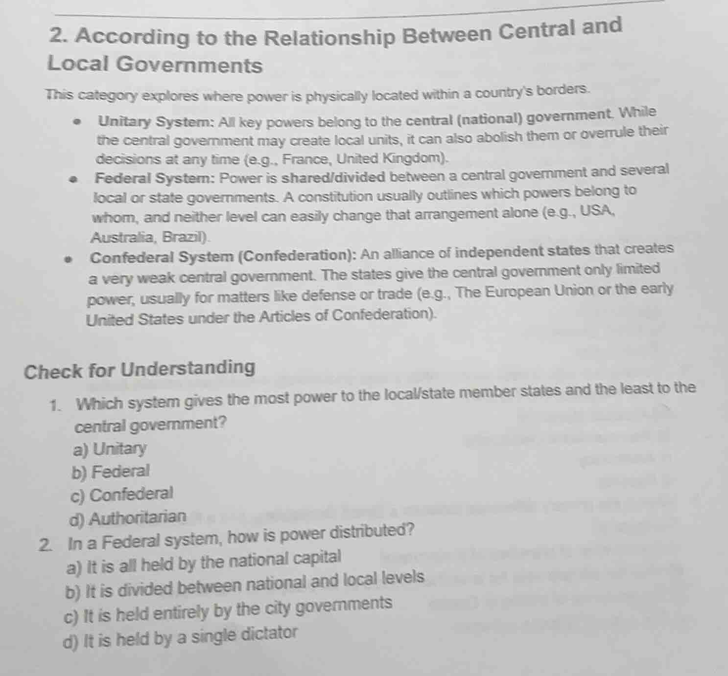 2. according to the relationship between central and local governments …