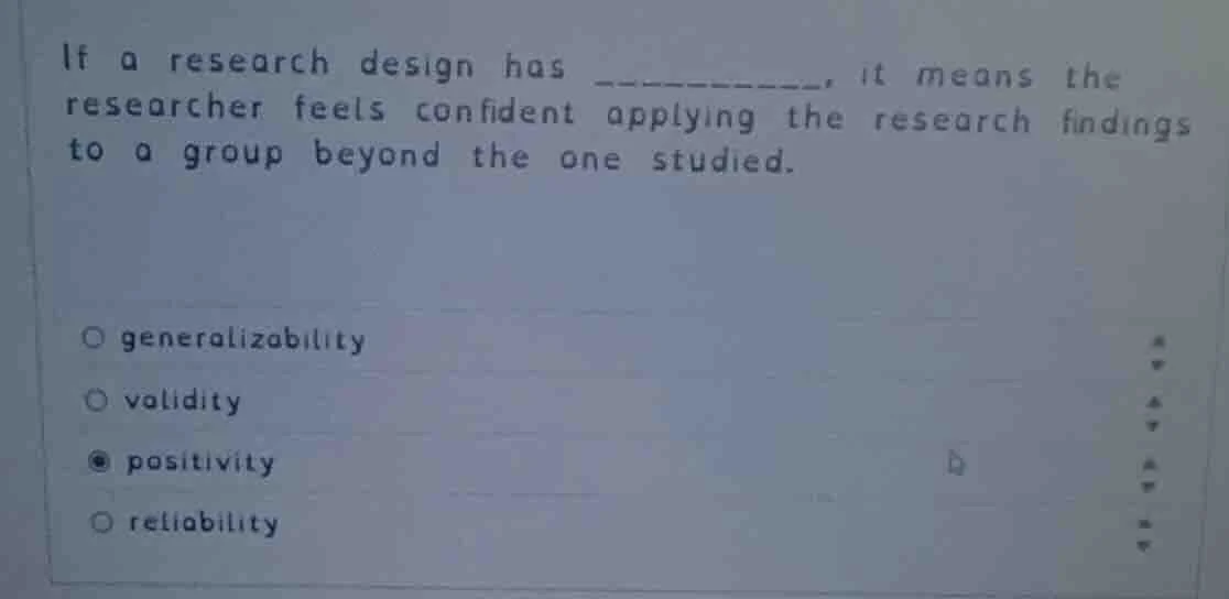 if a research design has _________, it means the researcher feels confi…