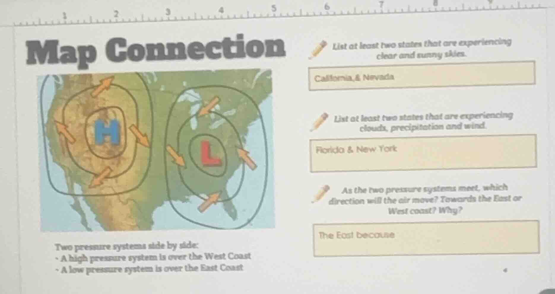 map connection two pressure systems side by side: - a high pressure sys…