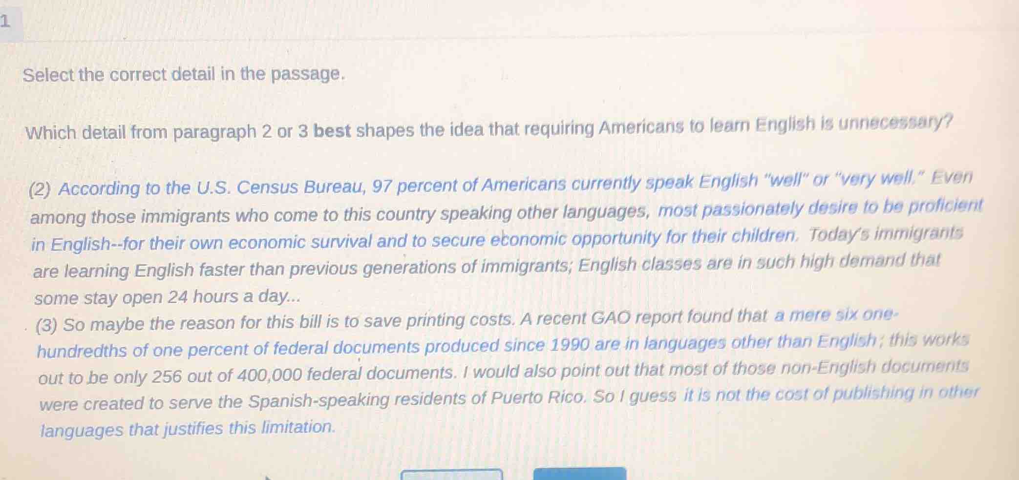 select the correct detail in the passage. which detail from paragraph 2…