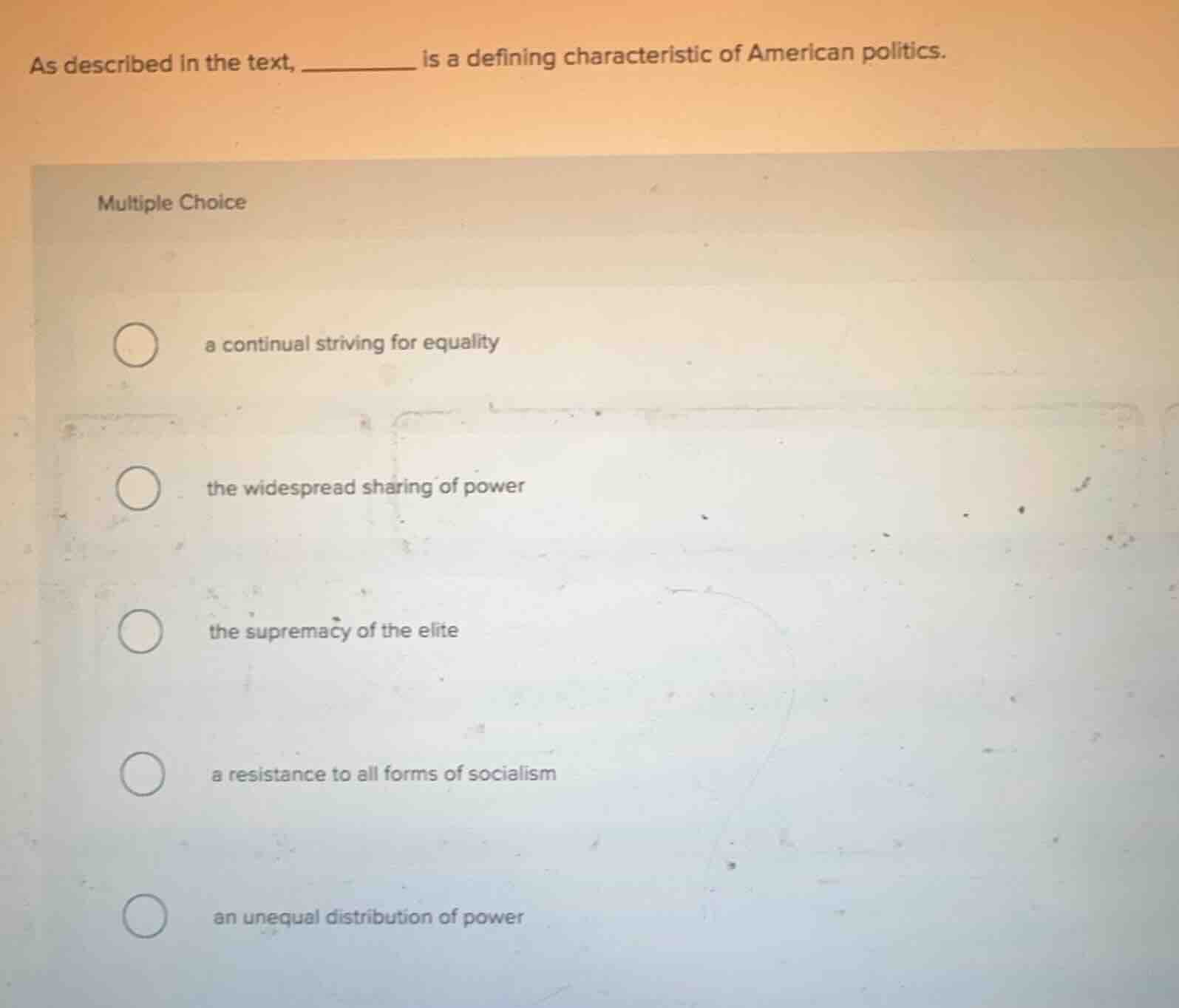 as described in the text, ______ is a defining characteristic of americ…