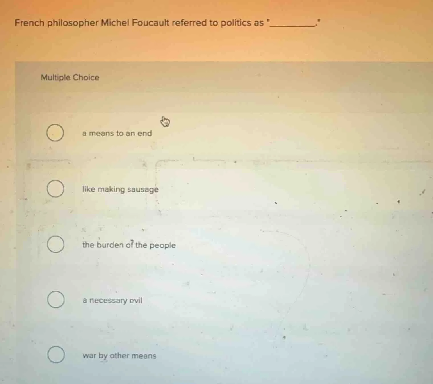 french philosopher michel foucault referred to politics as \________.\ …