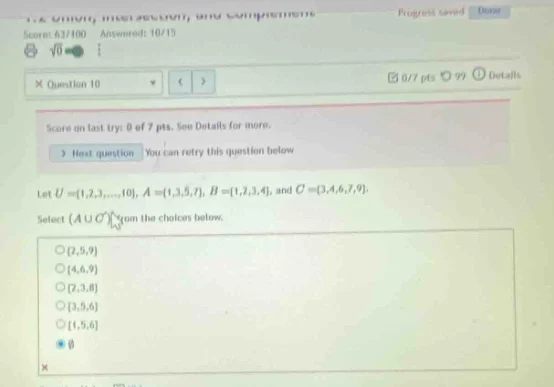 let ( u = {1,2,3,dots,10} ), ( a = {1,3,5,7} ), ( b = {1,2,3,4} ), and …