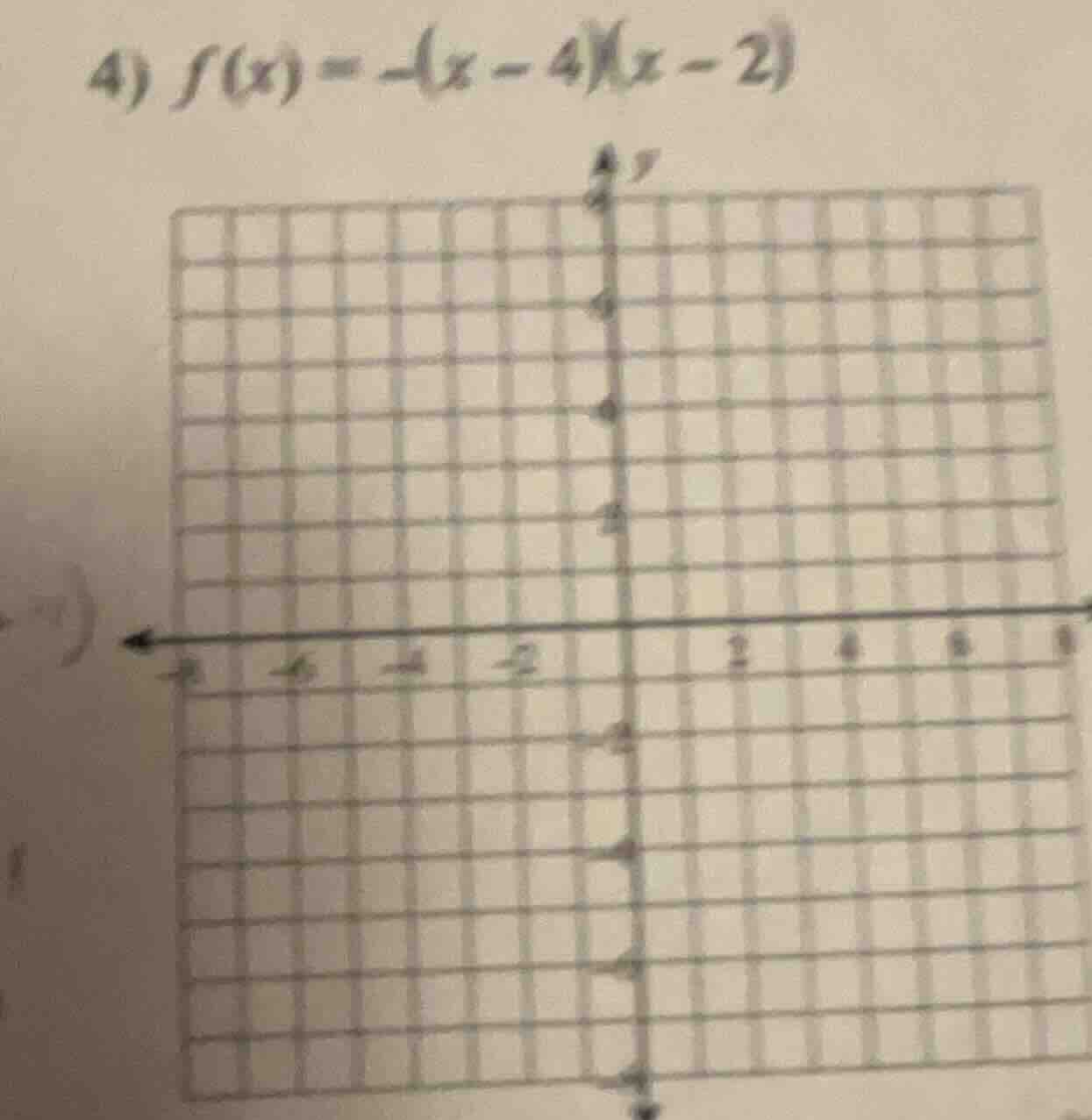 4) $f(x) = -(x - 4)(x - 2)$