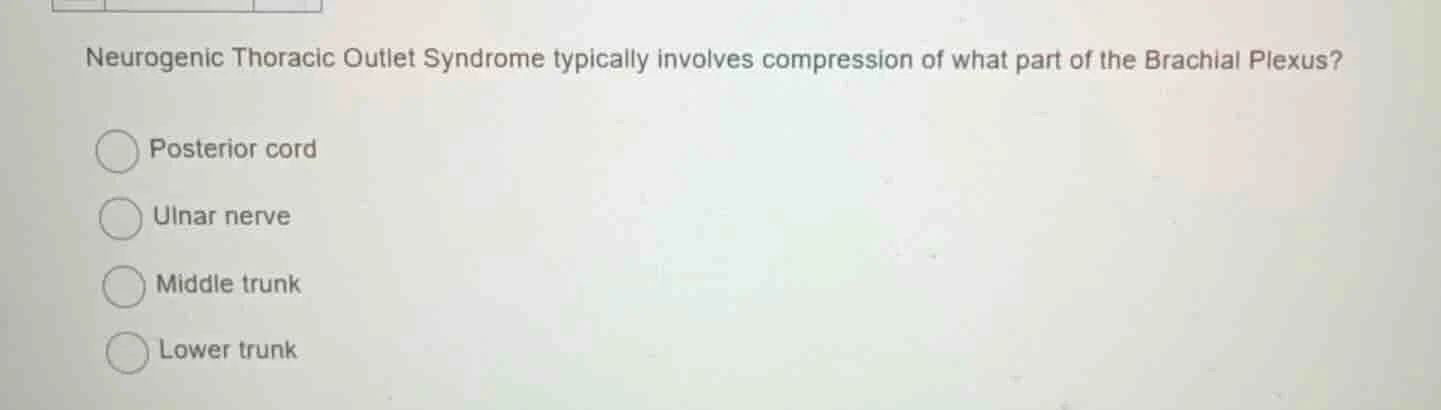 neurogenic thoracic outlet syndrome typically involves compression of w…