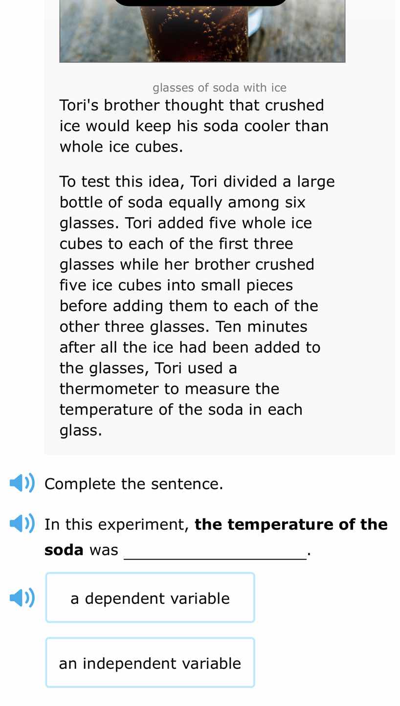 glasses of soda with ice toris brother thought that crushed ice would k…