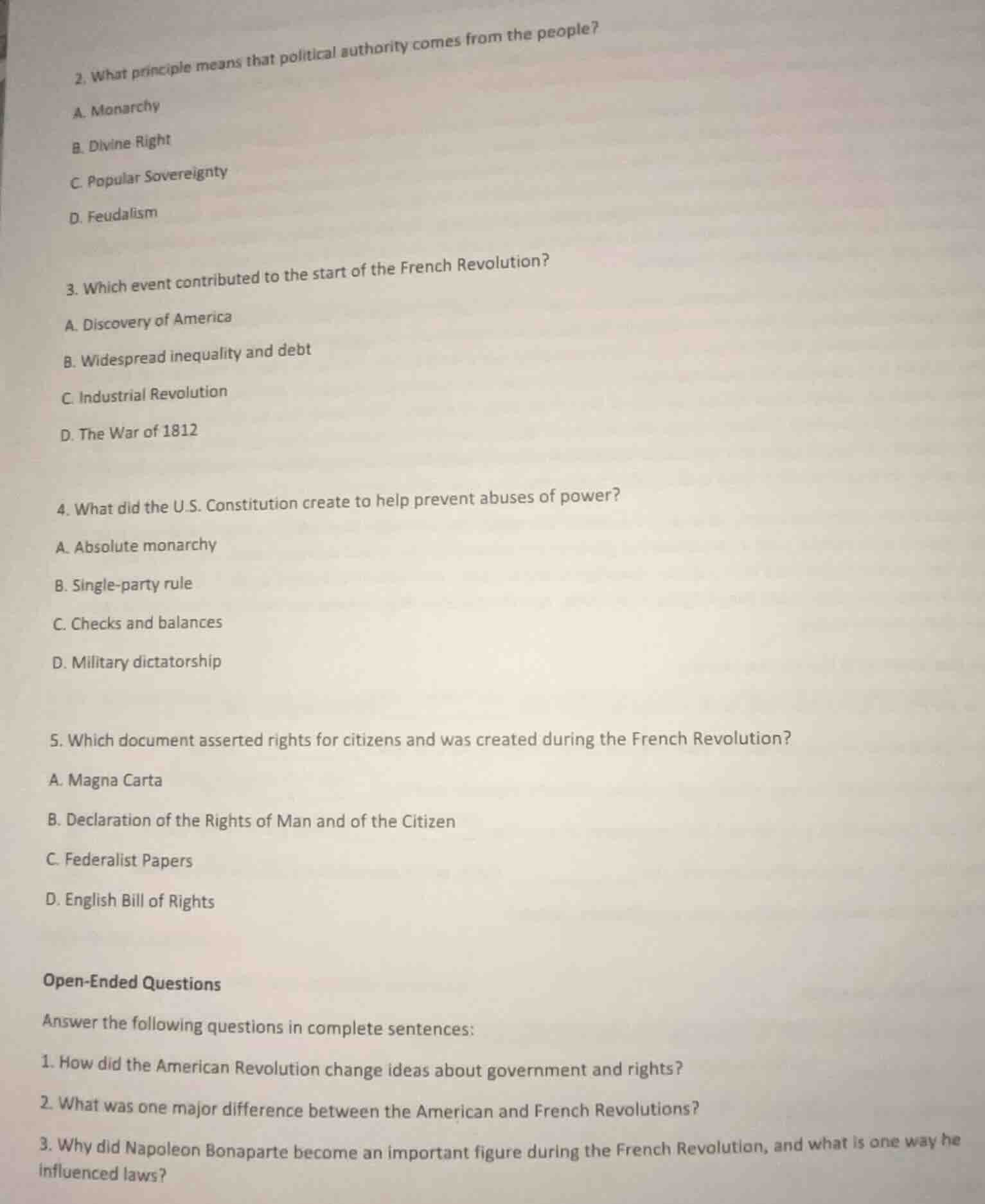 2. what principle means that political authority comes from the people?…
