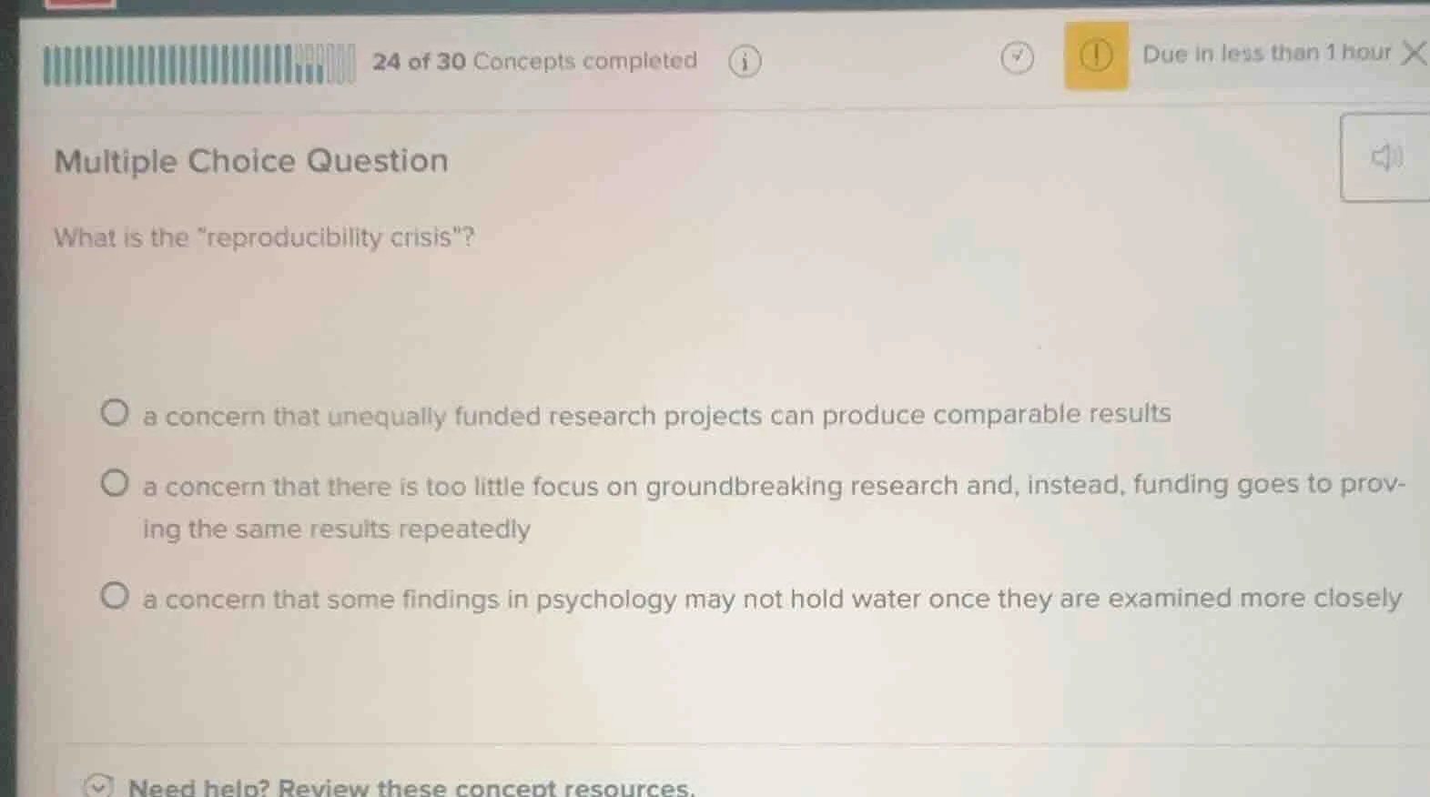 multiple choice question what is the eproducibility crisis\? a concern …