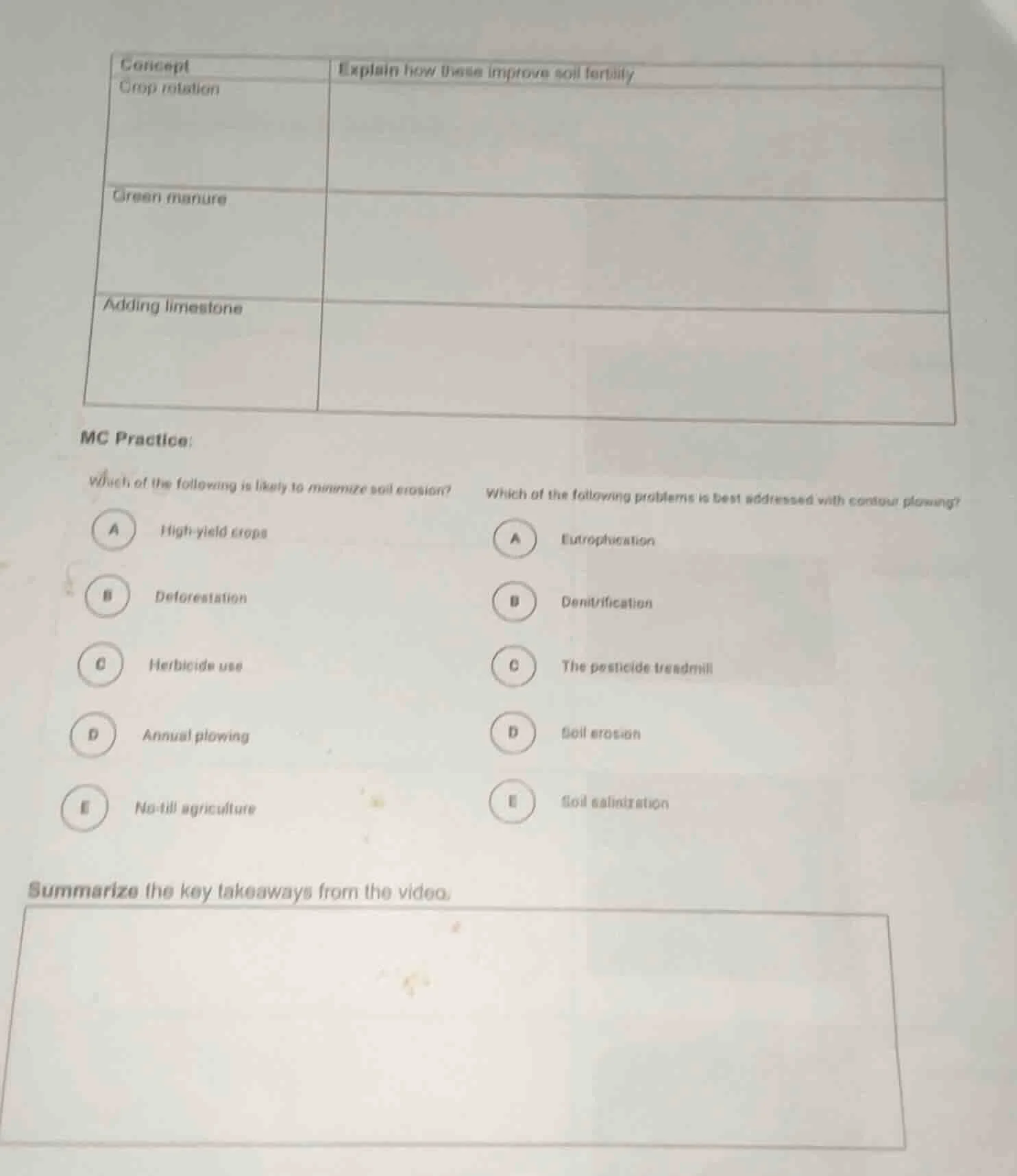 concept | explain how these improve soil fertility crop rotation | gree…