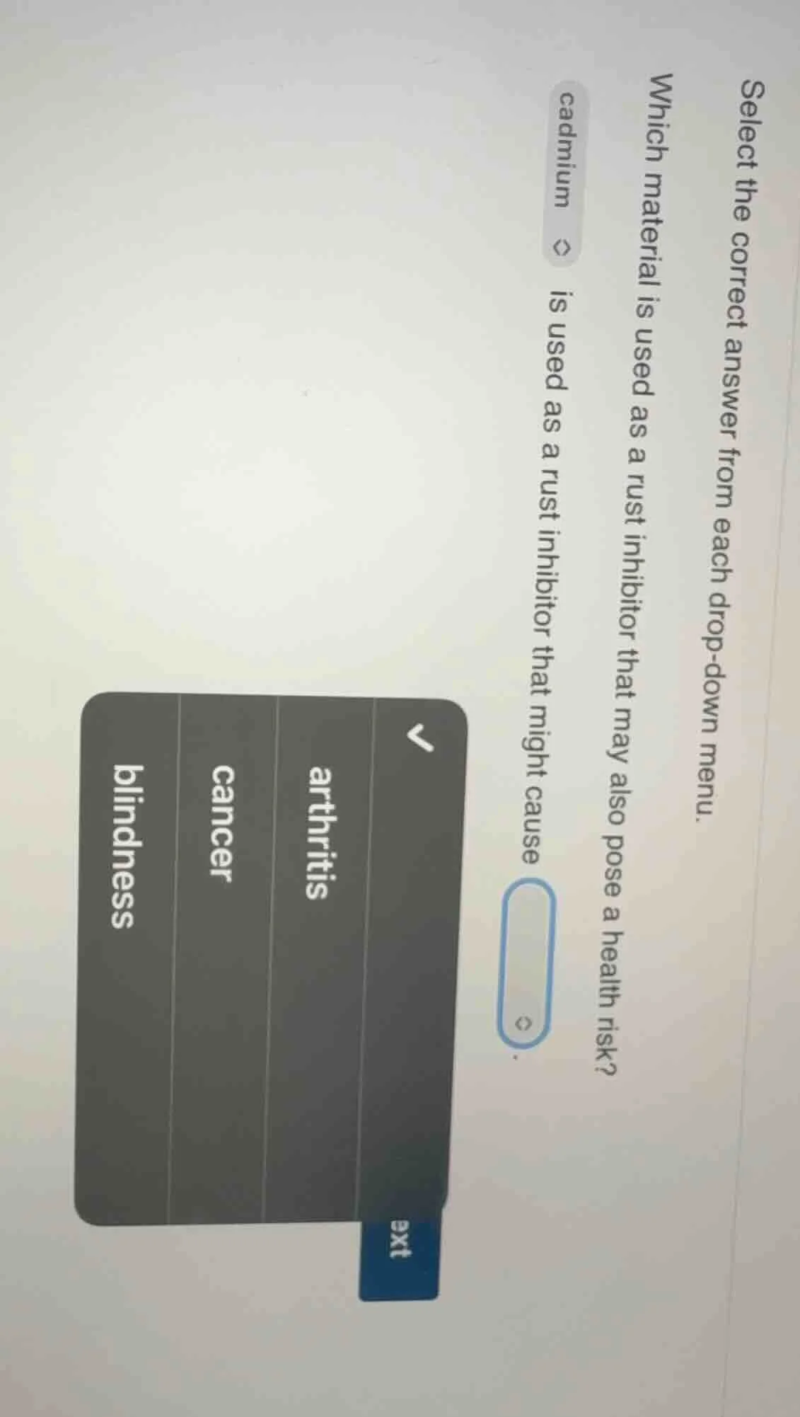 select the correct answer from each drop - down menu. which material is…