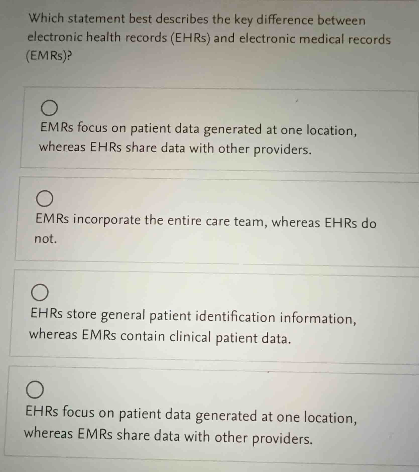 which statement best describes the key difference between electronic he…