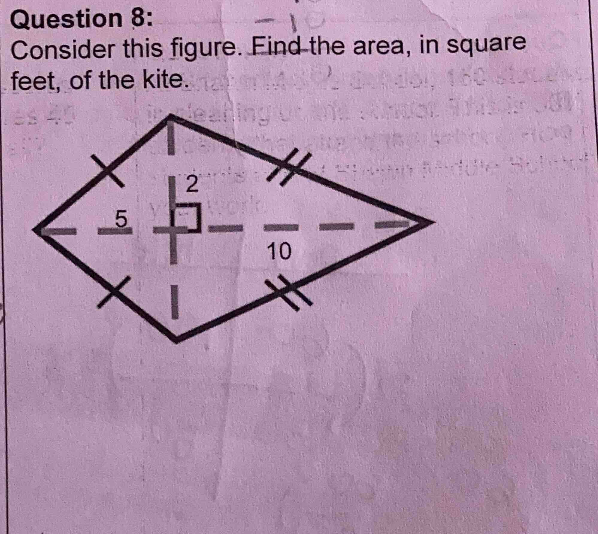 question 8: consider this figure. find the area, in square feet, of the…