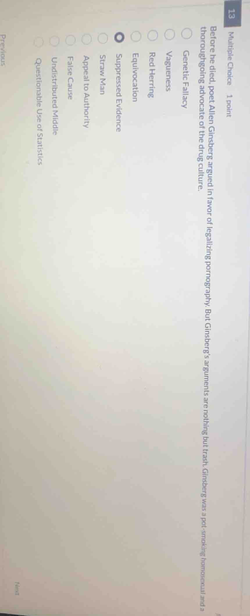 multiple choice 1 point before he died, poet allen ginsberg argued in f…