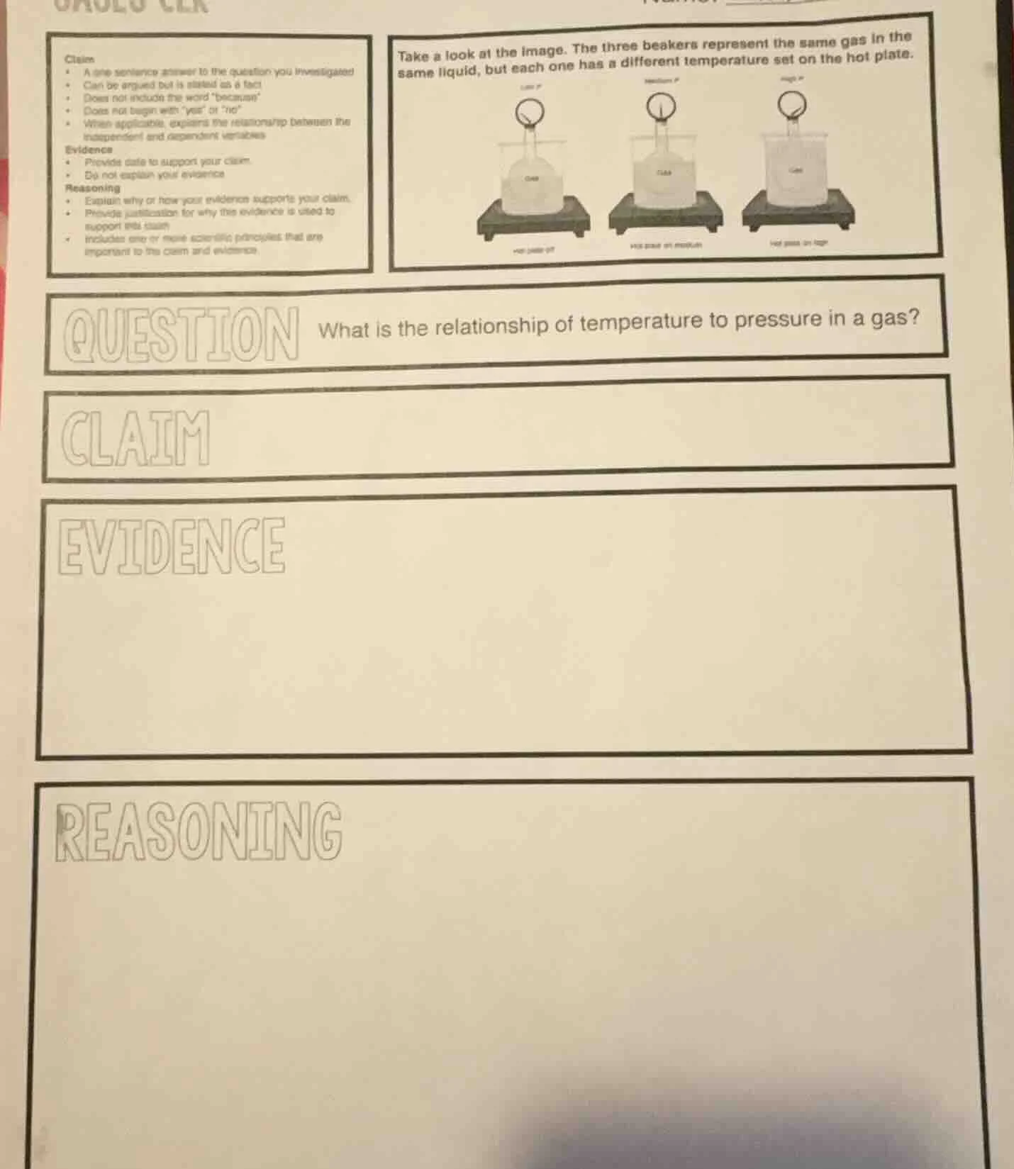 take a look at the image. the three beakers represent the same gas in t…