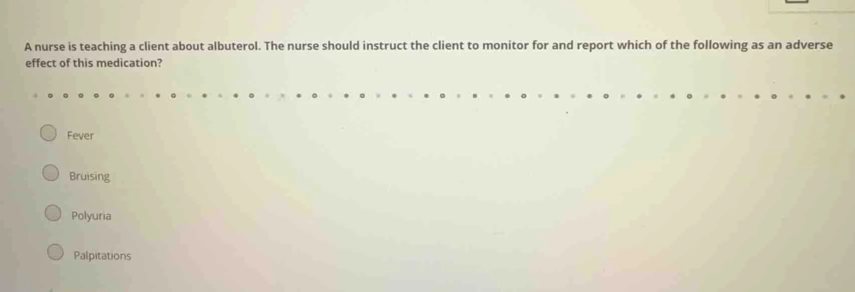 a nurse is teaching a client about albuterol. the nurse should instruct…