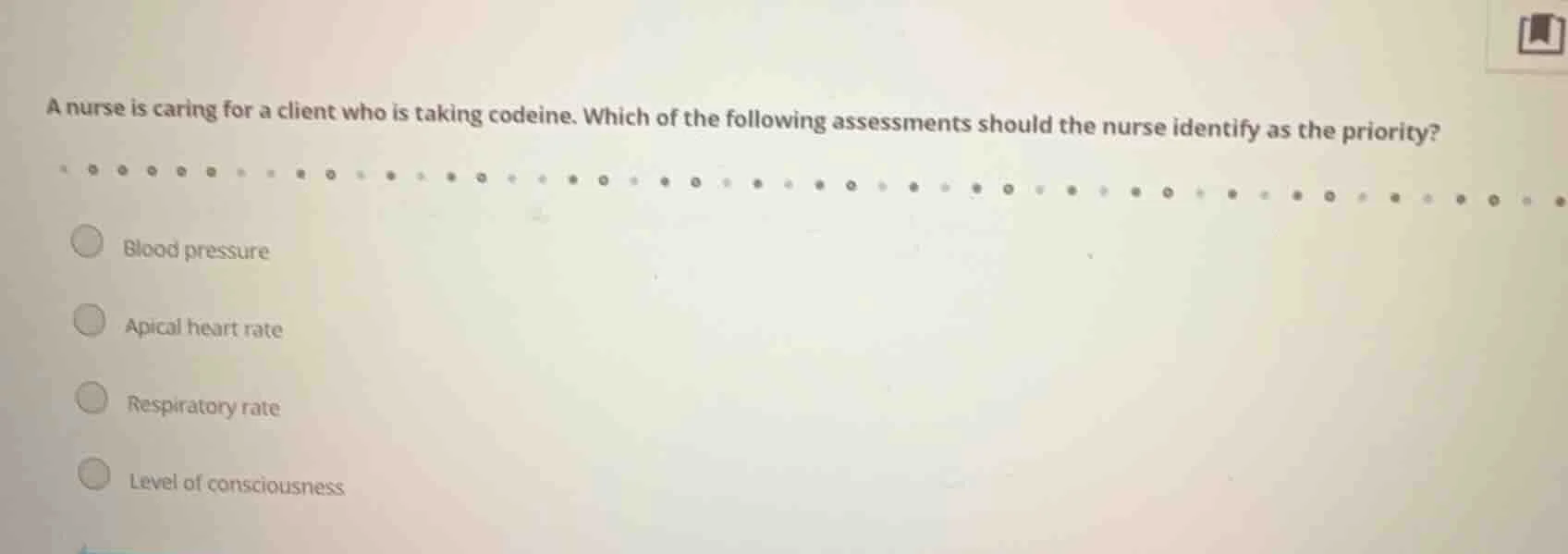 a nurse is caring for a client who is taking codeine. which of the foll…