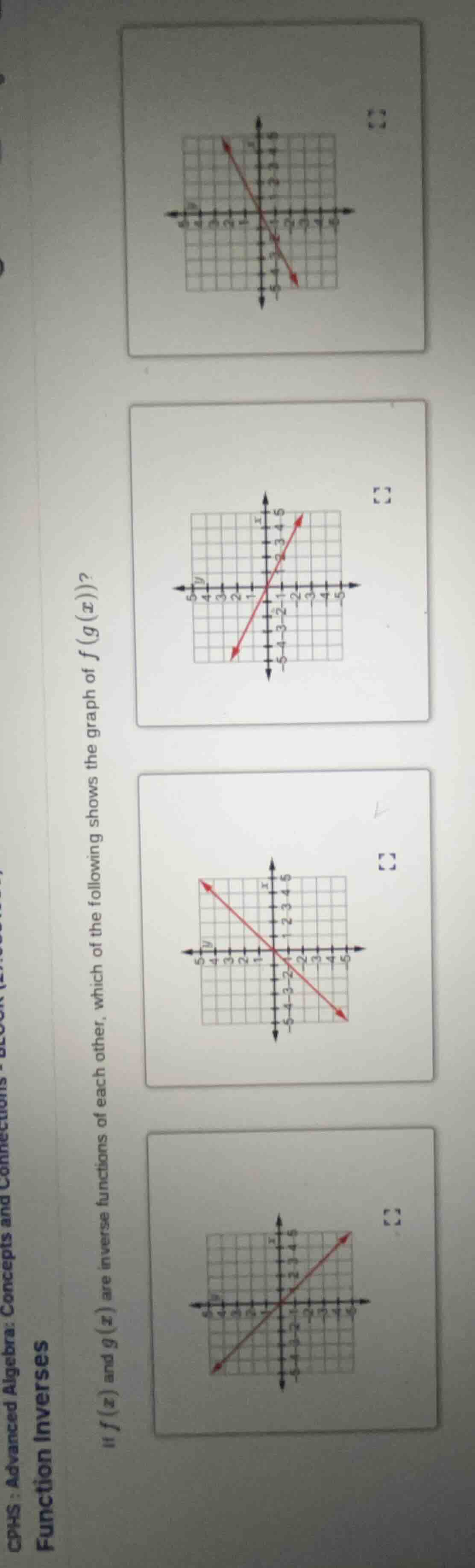 if ( f(x) ) and ( g(x) ) are inverse functions of each other, which of …