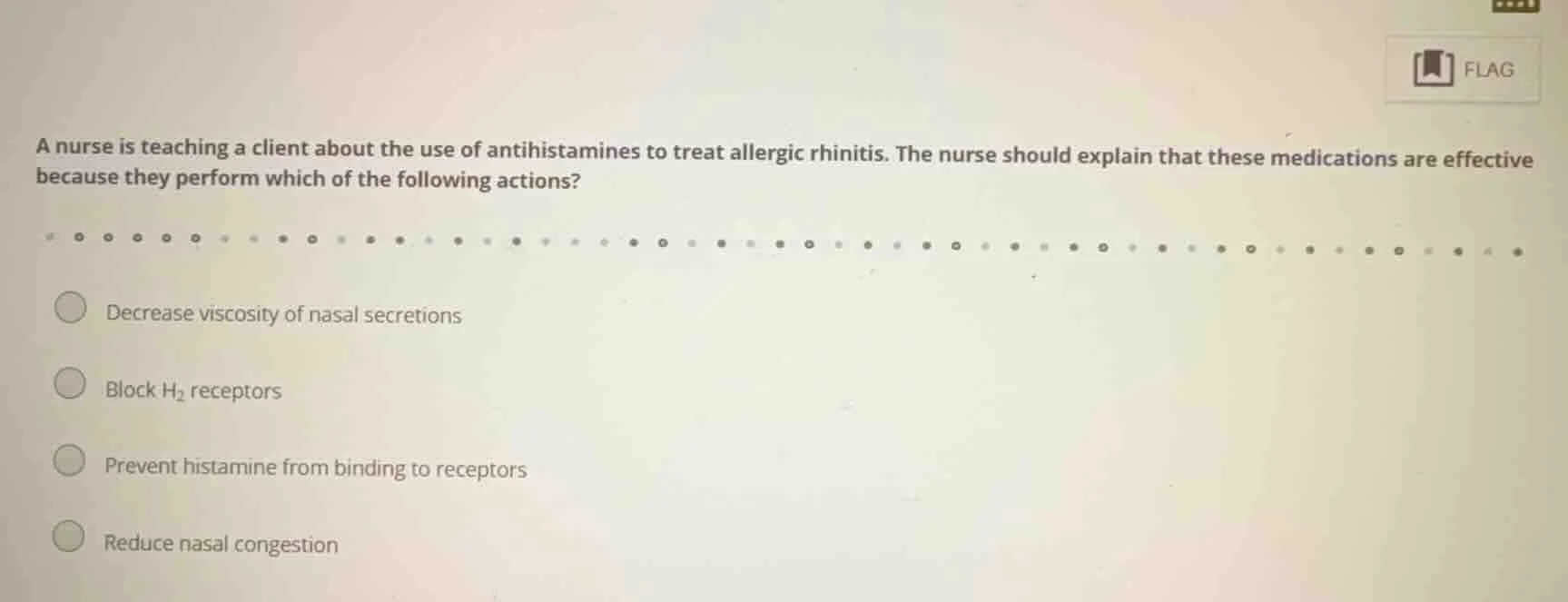 a nurse is teaching a client about the use of antihistamines to treat a…