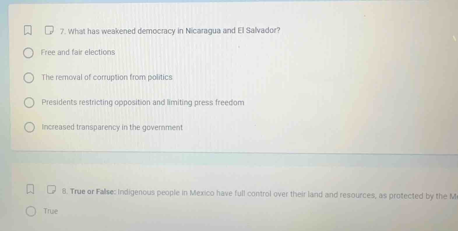 7. what has weakened democracy in nicaragua and el salvador? free and f…