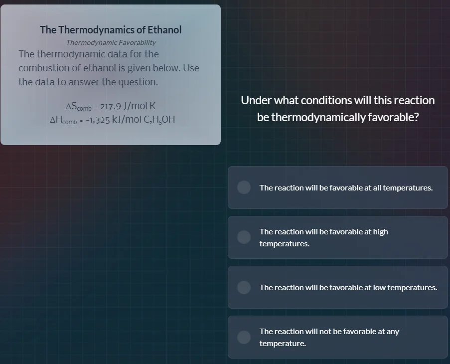the thermodynamics of ethanol thermodynamic favorability the thermodyna…